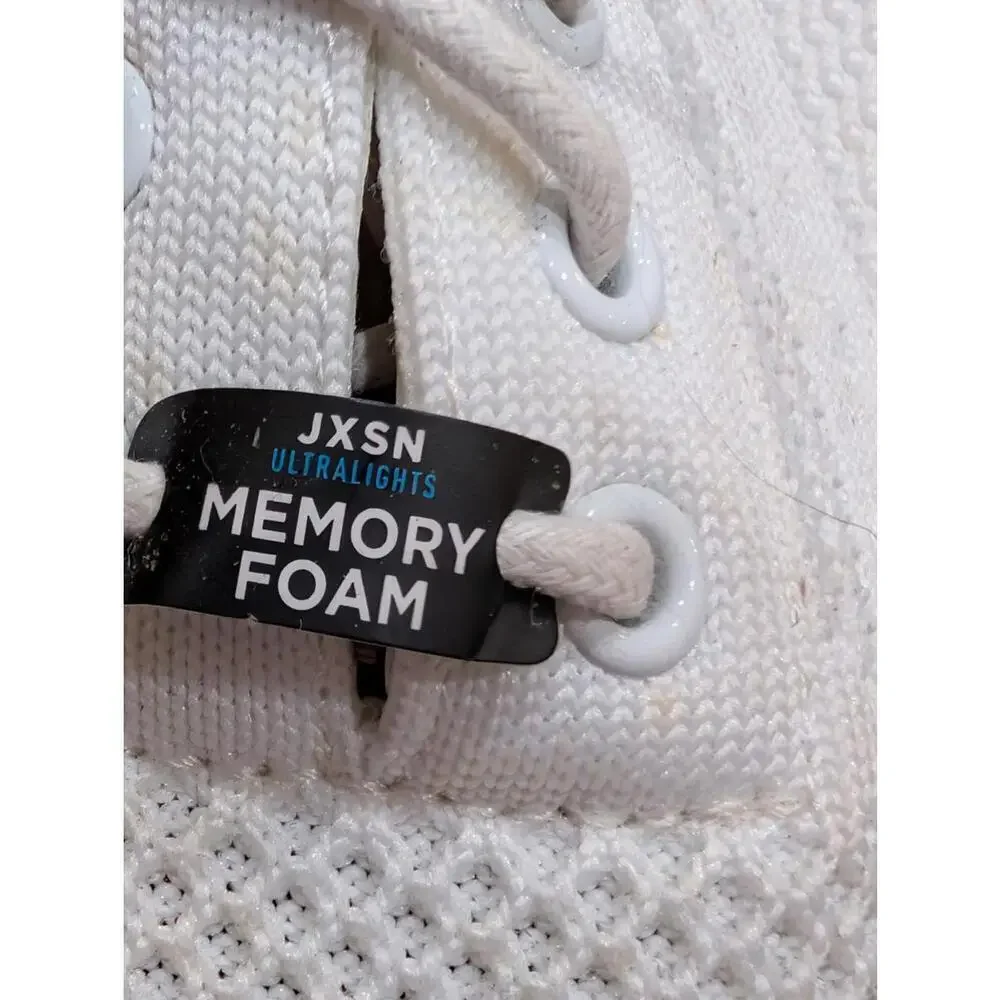 JXSN Ultralights Memory Foam White Knit Men's Oxford Shoes Sz 9.5